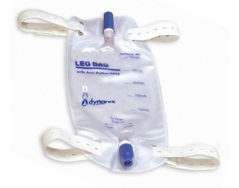 Dynarex Urinary Leg Bag, Anti-Reflux Valve 600 mL Vinyl, 1 Each