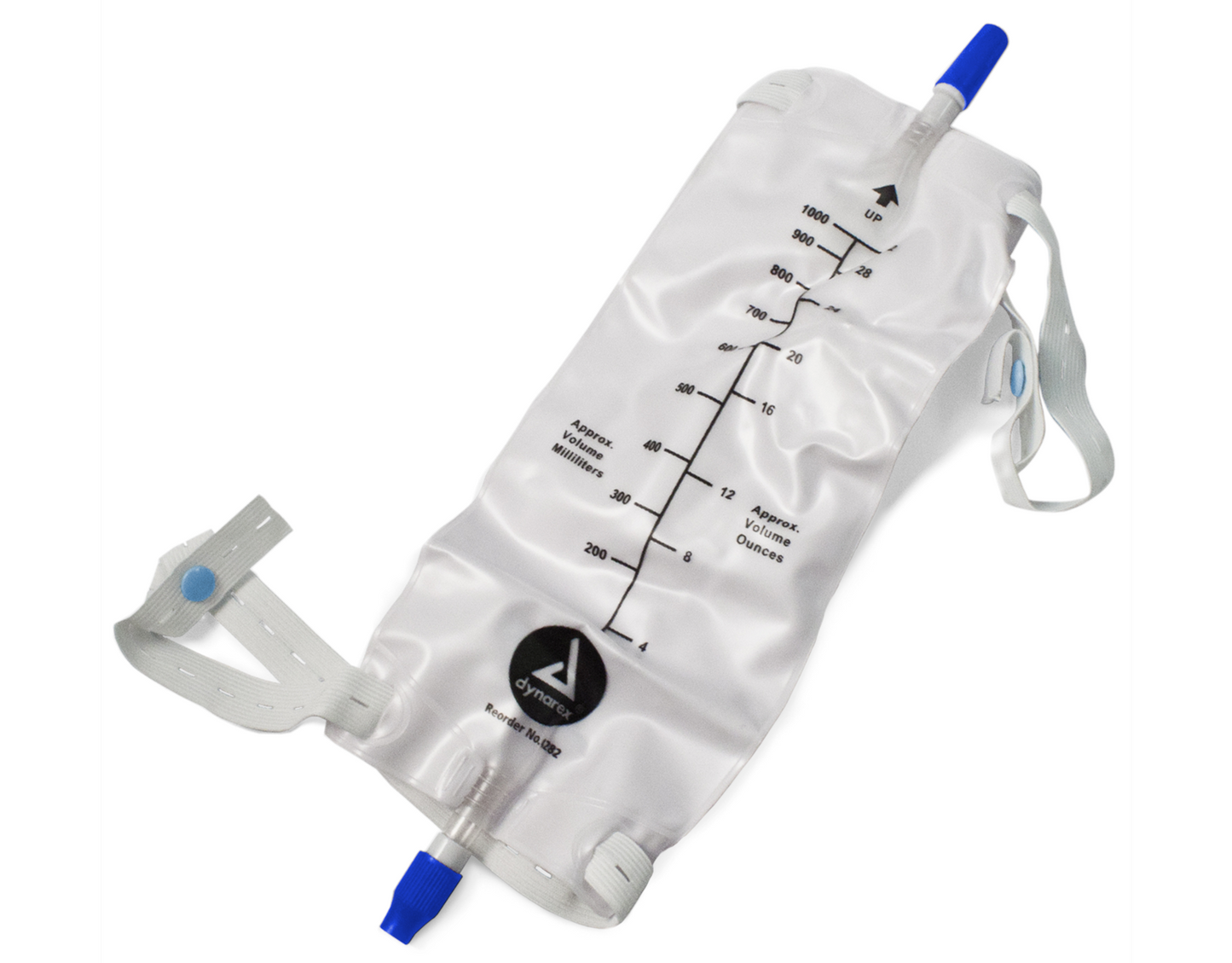 12 Pack Dynarex 1000ml Urinary Leg Bag Anti-Reflux Valve Sterile Fluid Pathway
