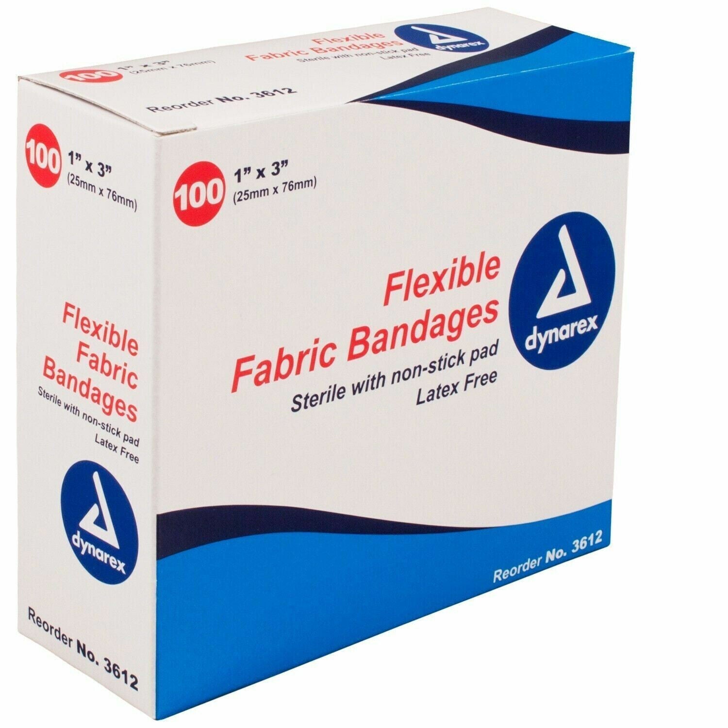 Flexible Fabric Bandage, 3612, 1" x 3" 100 pcs Dynarex (1 Box)