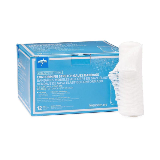 NON25498 Medline Sterile Conforming Gauze Bandage 4" x 75" BX of 12