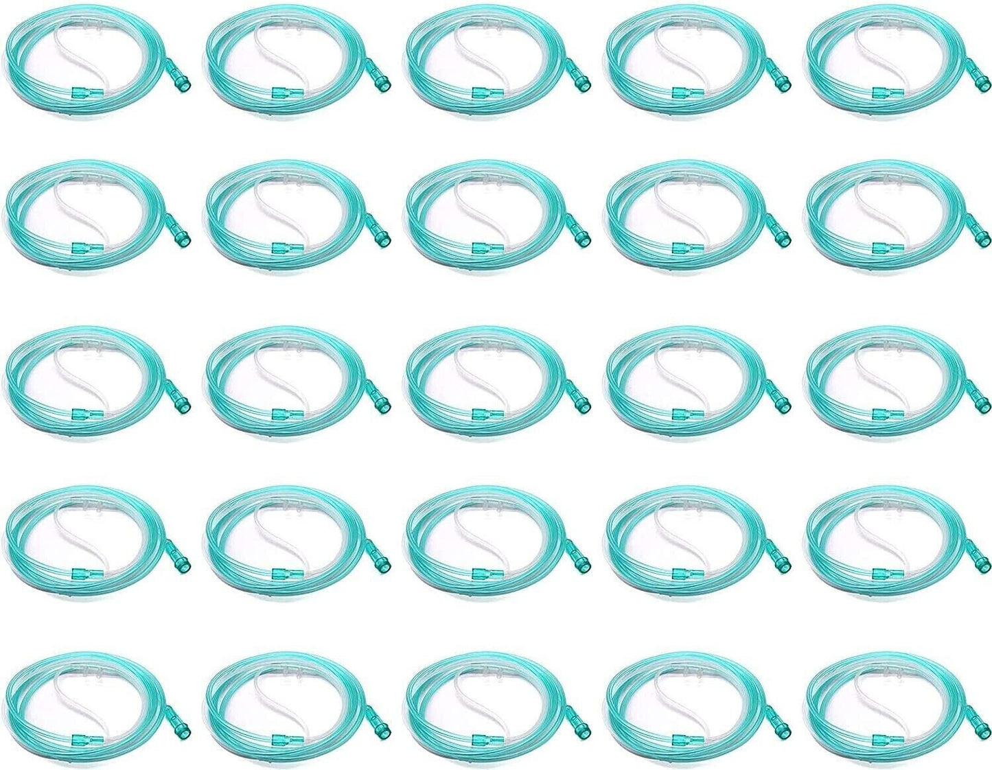 BOX OF 10 (TEN) 7FT Adult Flexible Tip Soft Nasal Oxygen Cannulas Green