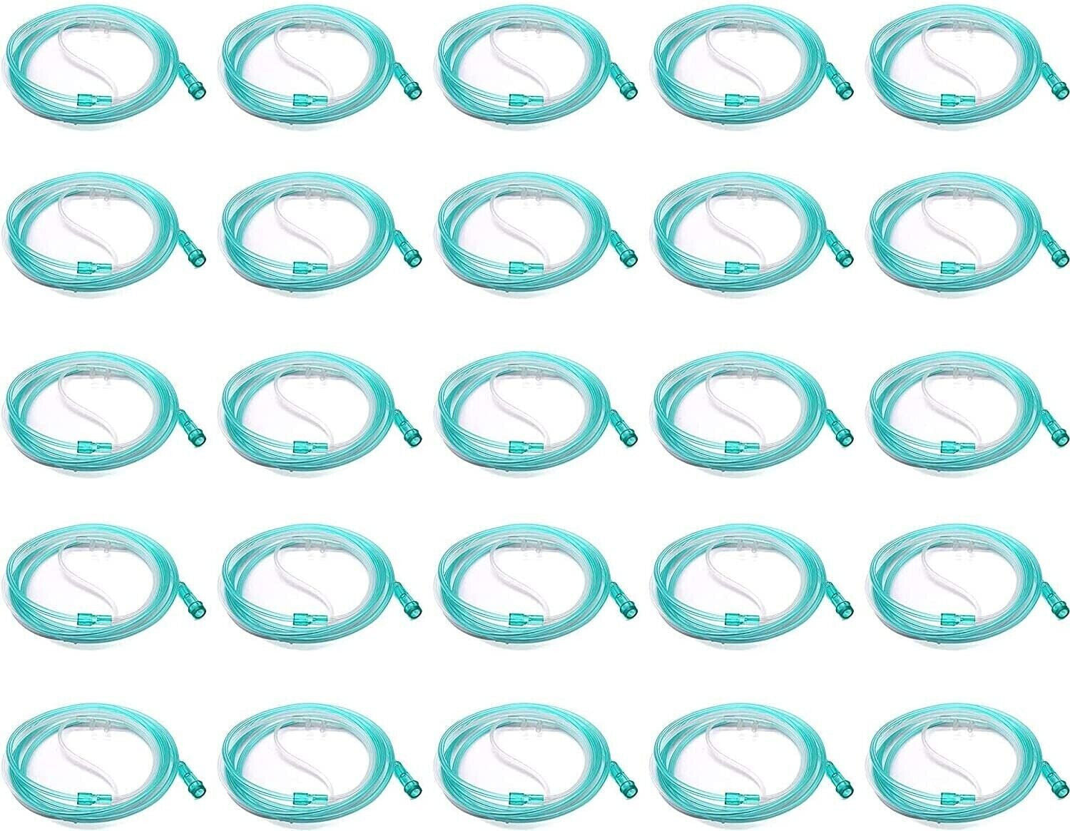 BOX OF 10 (TEN) 7FT Adult Flexible Tip Soft Nasal Oxygen Cannulas Green