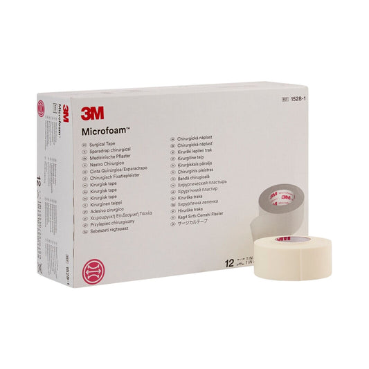 3M Microfoam Elastic Foam Medical Surgical Tape 1528-1 1" X 5.5 Yds 12 Rolls