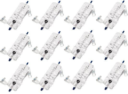 Urinary Leg Bag w/ Anti-Reflux Valve Sterile Pathway 1000ml Vinyl (12 Bags),4282