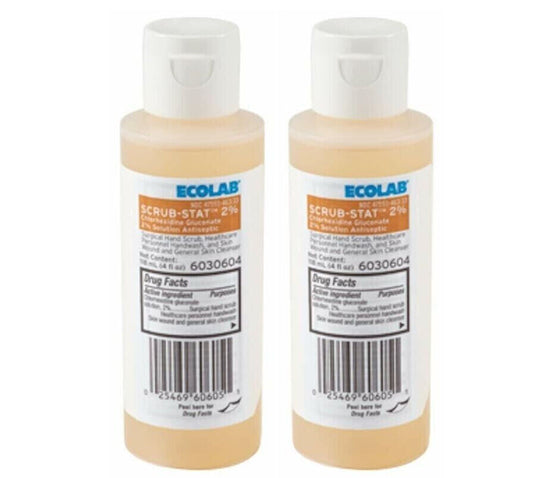 2 Ct. ECOLAB Hand Surgical Scrub Solution 2% Scrub-Stat 4 oz. Flip-Top Bottle
