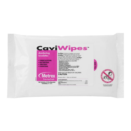 Metrex 13-1224 CaviWipes Sterilization Disinfectant Wipes 7" X 9" 45/Pk