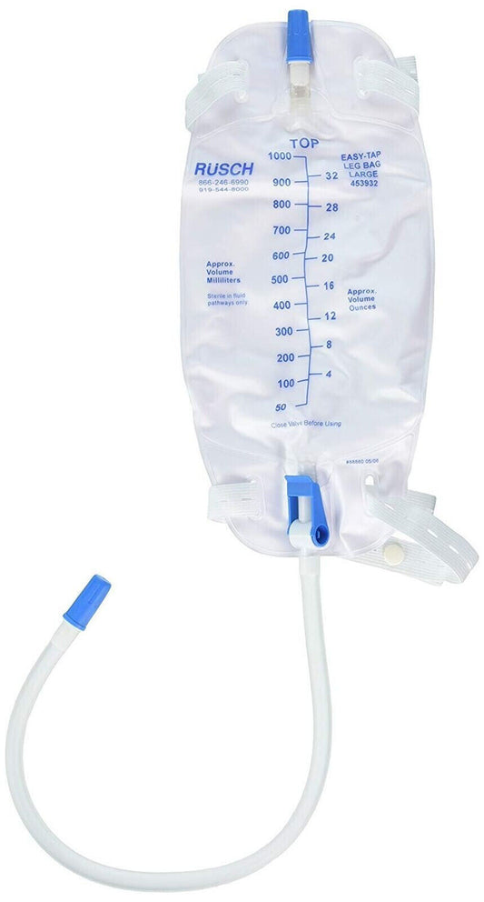 Teleflex Easy-Tap Leg Bag with Extra 18 Inch PVC Extension Tubing 16.9 Oz (5 pk)