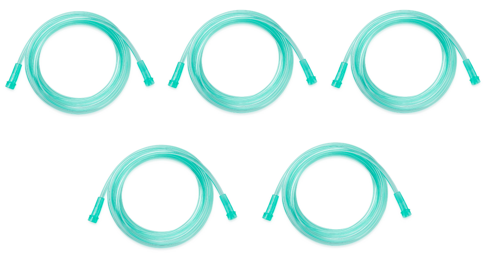 5 Pack Medical Products Oxygen Supply Tubing - Adult 25ft GREEN 2025G