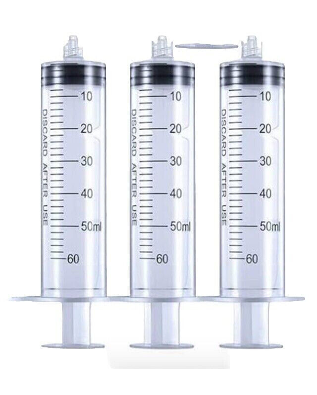 Dynarex 60ml Luer Lock Tip No Syringe w/ Covers 3 Individual Packs Sterile