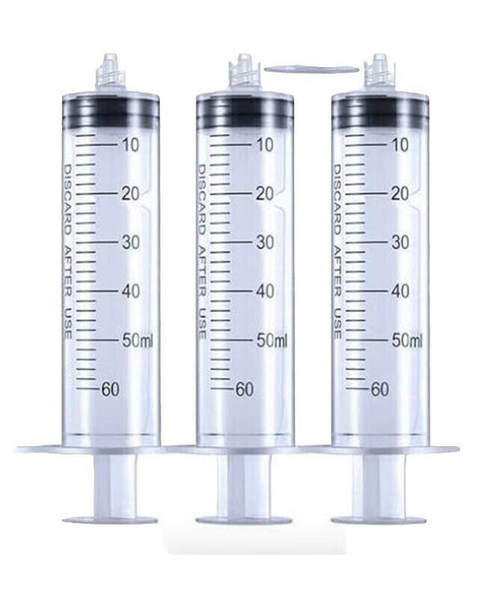 Dynarex 60ml Luer Lock Tip No Syringe w/ Covers 3 Individual Packs Sterile