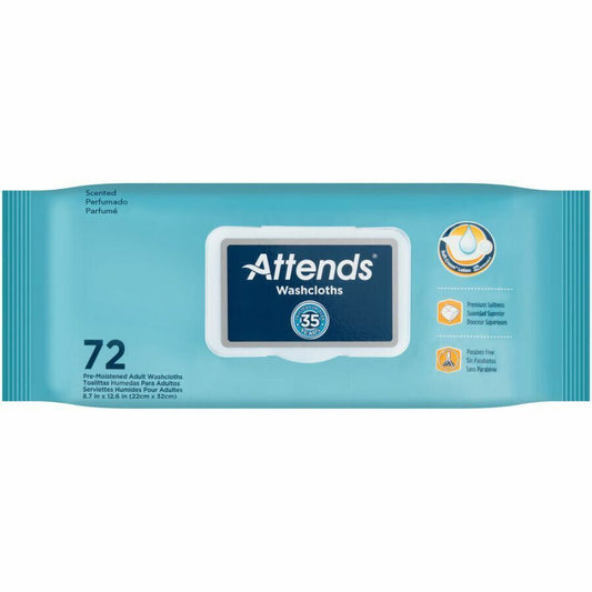 Attends Washcloth Large 8'' x 12-1/2'' #WCCP1000 '' 4 Packs of 72''