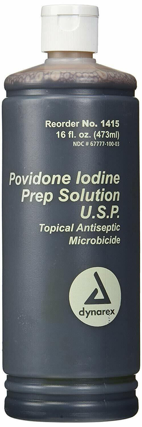 Dynarex Prep Solution, 10% Povidone Iodine, 16 oz. Bottle, 1 Each