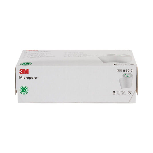3M Micropore Medical Surgical Tape 1530-2 Skin Friendly 2" X 10 Yds, Box of 6