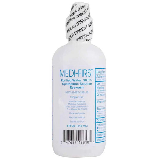 MEDI-FIRST AID Eyewash 98.3% Ophthalmic Solution Single Use 4oz Eye Wash Station