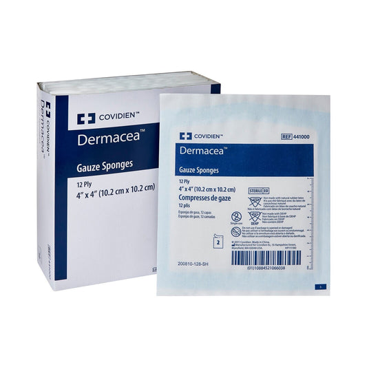 Gauze Sponge Dermacea 4 X 4 Inch 12-Ply Sterile 2 per Pack OPEN Box Of 25 441000