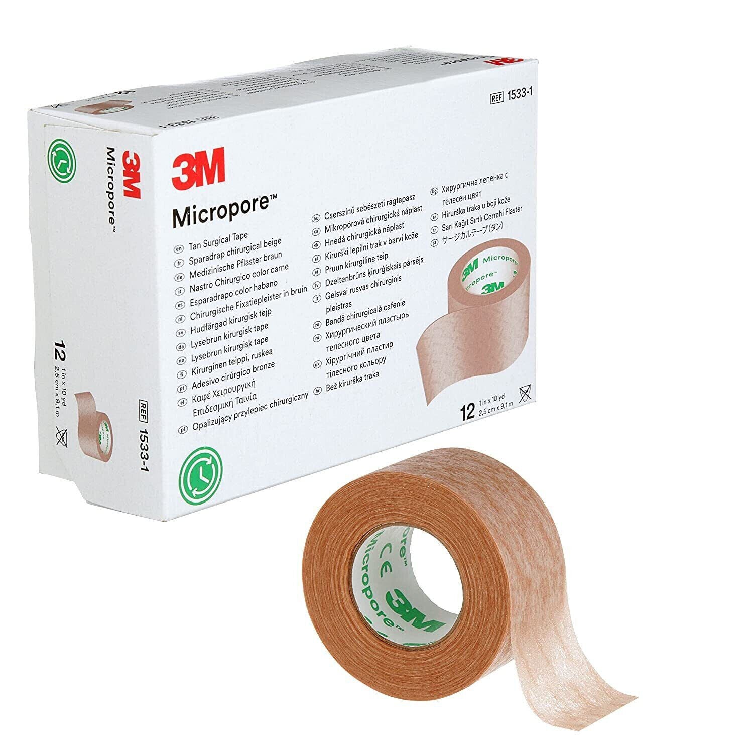 3M 1533-1 Micropore Tape 1 in. x 10 yd. Tan (One Roll)