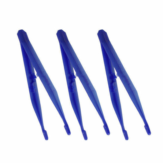 3X Outdoor Plastic Tweezers for Fishing Forceps Jewelry Watch Battery Tool -Blue