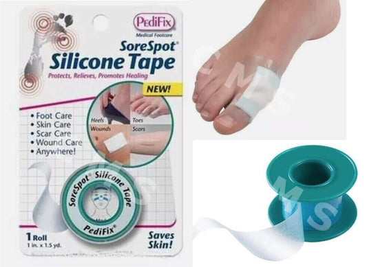 PEDIFIX SoreSpot Silicone Tape Roll Foot Blisters Corns Skin Scars 1"x1.5Yds -1-