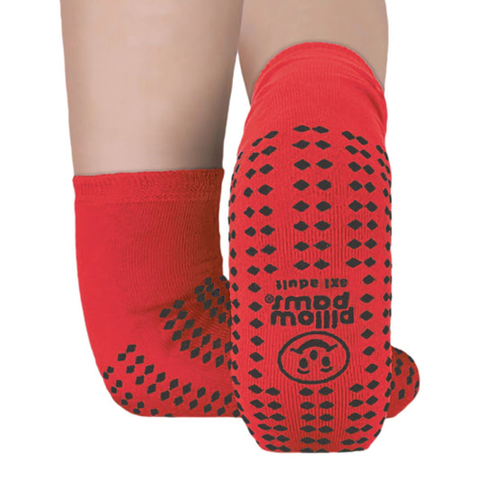 3PK Pillow Paws Slipper Socks Terries - Red 3XL Ankle High