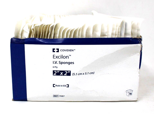 Covidien 7087 Excilon Sterile 2's I.V. Sponge 6-Ply 2" x 2" - 68/TR