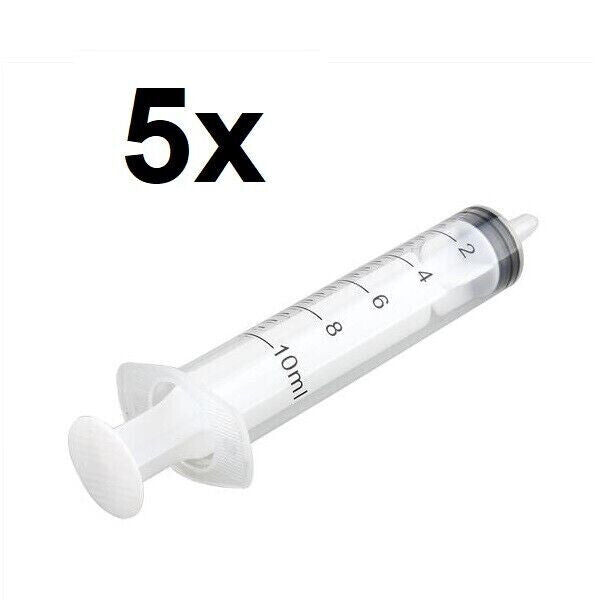5x Syringe Luer Lock Tip 10mL Liquid Clear Plastic Sterile Medical