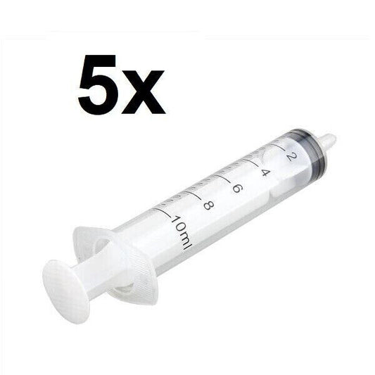 5x Syringe Luer Lock Tip 10mL Liquid Clear Plastic Sterile Medical