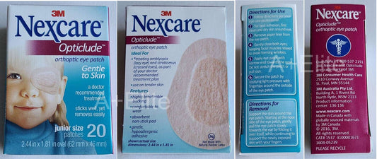 3M NEXCARE Opticlude Orthoptic Eye Oval Patch Junior Size 2.44"x1.81" 1537 20/BX