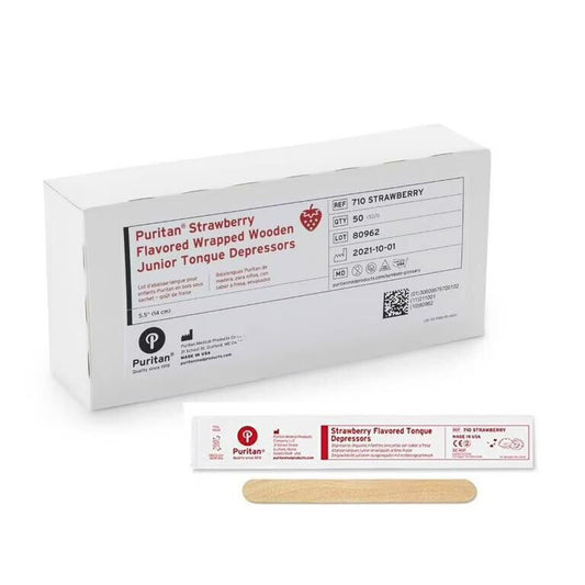 Puritan Tongue Depressor 5-1/2 Inch Length Wood Box of 50 - 710 STRAWBERRY