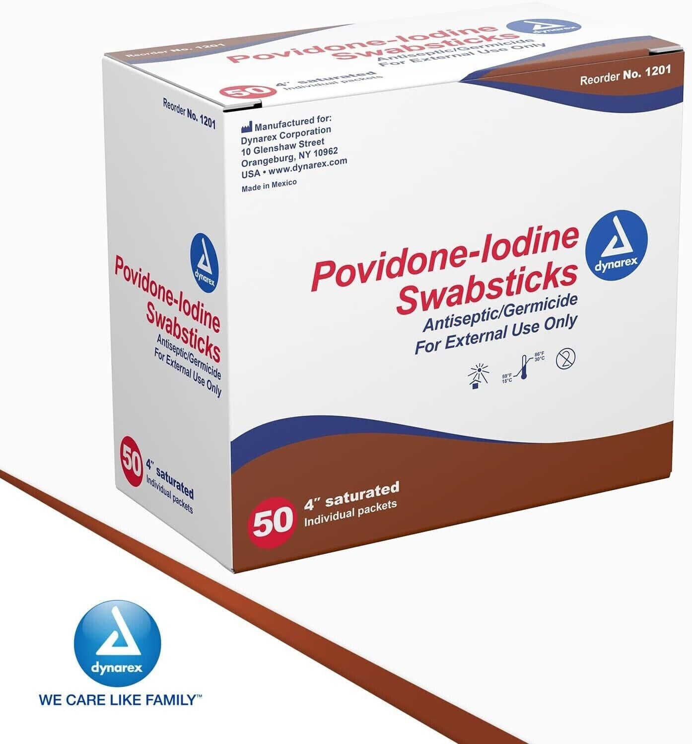 50 Povidone Iodine Swabs Swabsticks PVP Betadine Prep Wound Dynarex 1201 Germ
