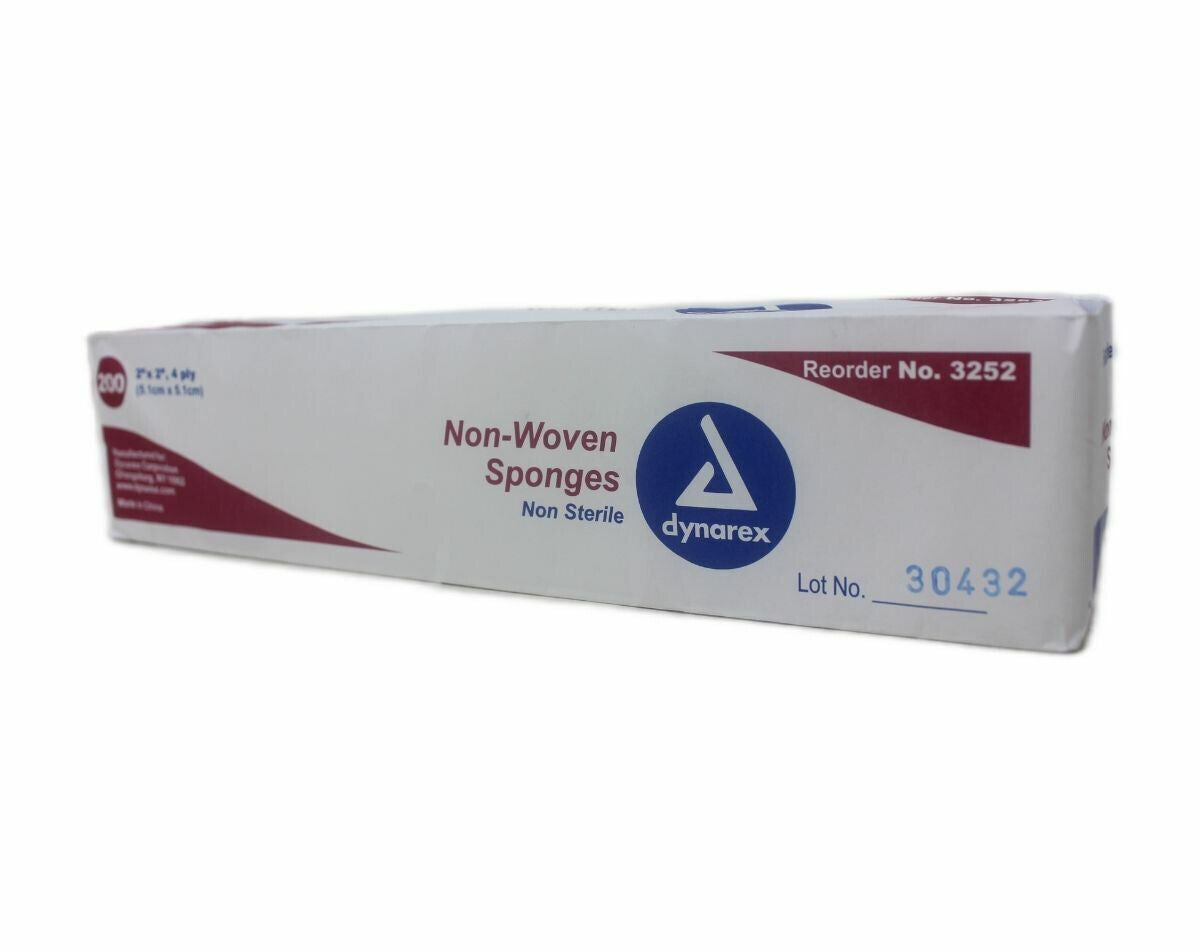 Dynarex 3252 Non-Woven Sponge 4 Ply 2" x 2"- 200 Count