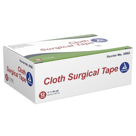 Dynarex Cloth Surgical Tape - 1" x 10 yards - Box of 12 rolls.