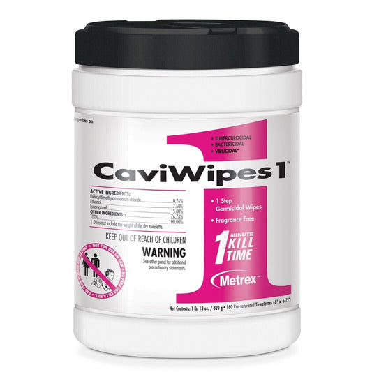 Caviwipes Metrex 13-5100 CaviWipes1 Germicidal Hospital Wipes Large 6x6.75, 160