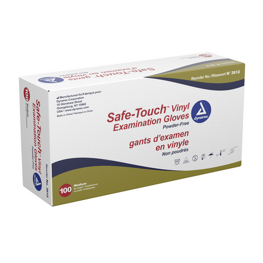 Dynarex Safe-Touch Vinyl Exam Gloves - Powder-Free (1000/Case)